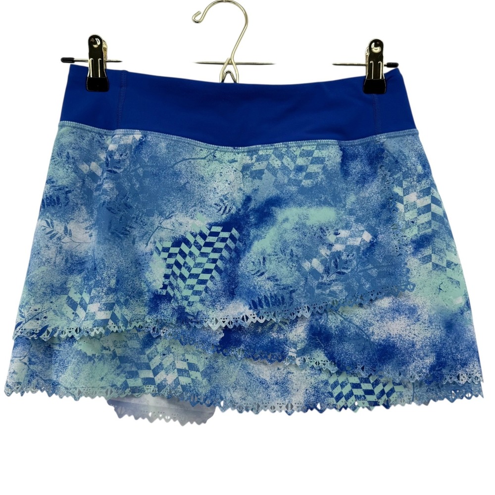 Ivivva Lululemon Girls Rally Wrap Blue Abstract Scalloped Rhythmic Skort Size 14